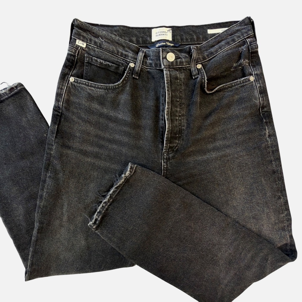 Citizens of Humanity Jolene Slim Straight Jeans Mens 28 Faded Black Distressed